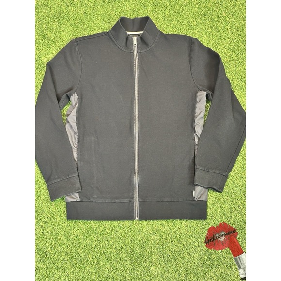 Hugo Boss Shepherd Jacket Men's Large Black‎ Zip Up Woven Side Panels Designer - Picture 1 of 16